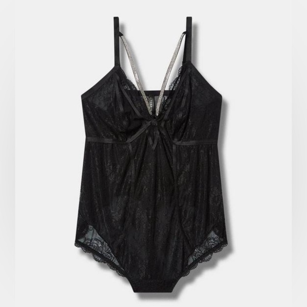 Torrid Diamante Lace Black Bodysuit